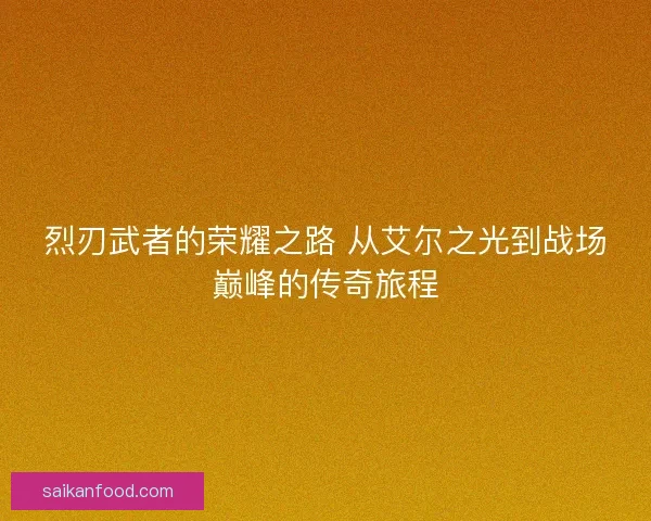 烈刃武者的荣耀之路 从艾尔之光到战场巅峰的传奇旅程
