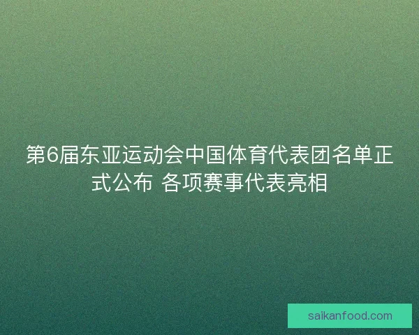第6届东亚运动会中国体育代表团名单正式公布 各项赛事代表亮相