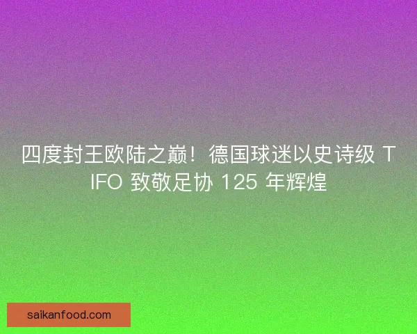 四度封王欧陆之巅！德国球迷以史诗级 TIFO 致敬足协 125 年辉煌