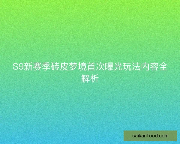 S9新赛季砖皮梦境首次曝光玩法内容全解析