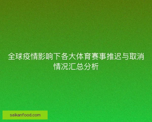 全球疫情影响下各大体育赛事推迟与取消情况汇总分析 全球疫情影响下各大体育赛事推迟与取消情况汇总分析