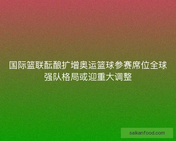 国际篮联酝酿扩增奥运篮球参赛席位全球强队格局或迎重大调整