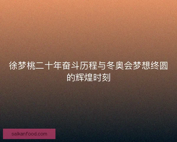 徐梦桃二十年奋斗历程与冬奥会梦想终圆的辉煌时刻